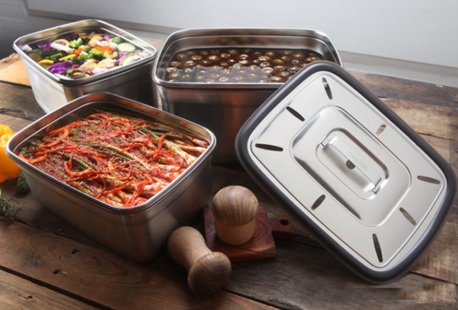 오이지누름독 스텐반찬통세트 김치통 스텐김치통 누름판, 스텐락 진공 누름판(대), 1개