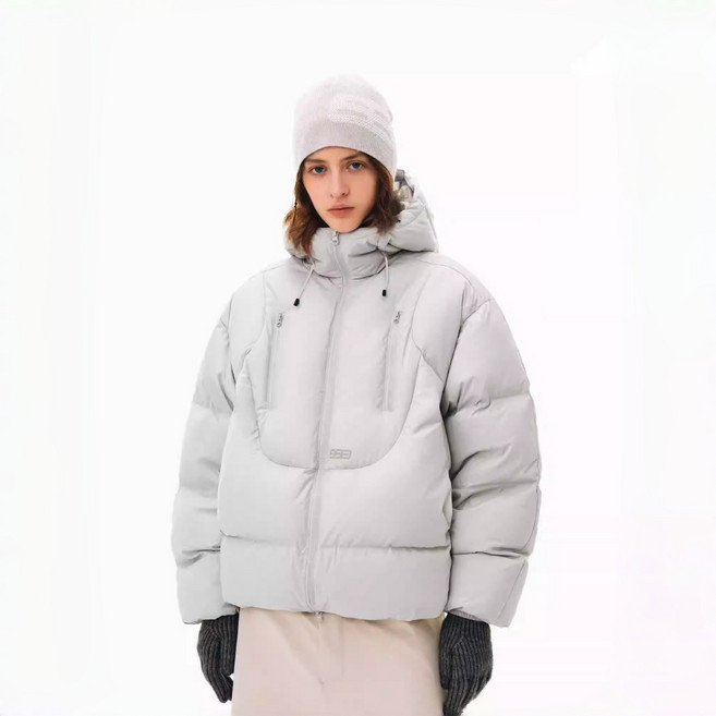 ZAJA남녀 공용 겨울 도톰 하이넥 더블 집업 아우터 숏 패딩오리털 패딩