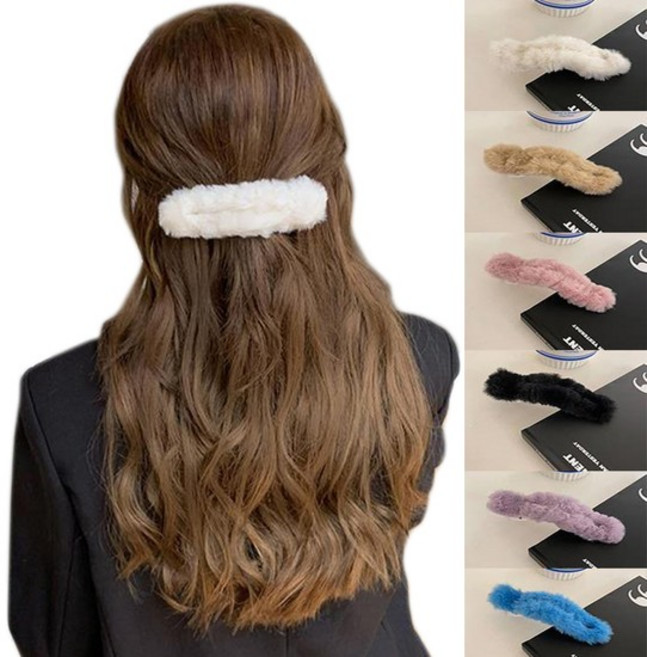 반머리 긴머리 15cm 밍크 퍼 보들 빅 헤어핀 집게 반묶음 대왕핀, mc451 퍼플, 1개