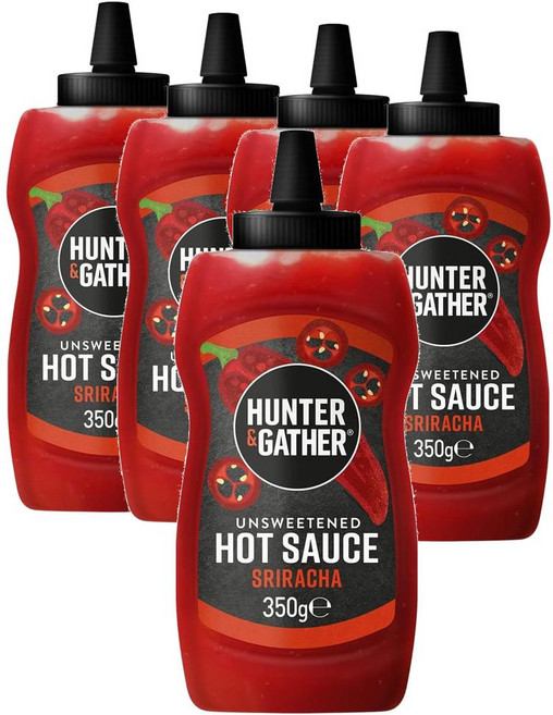 스페인 헌터 & 개더 Hunter & Gather 100% 내추럴 무가당 살사 스리라차 핫소스, 5개, 350g