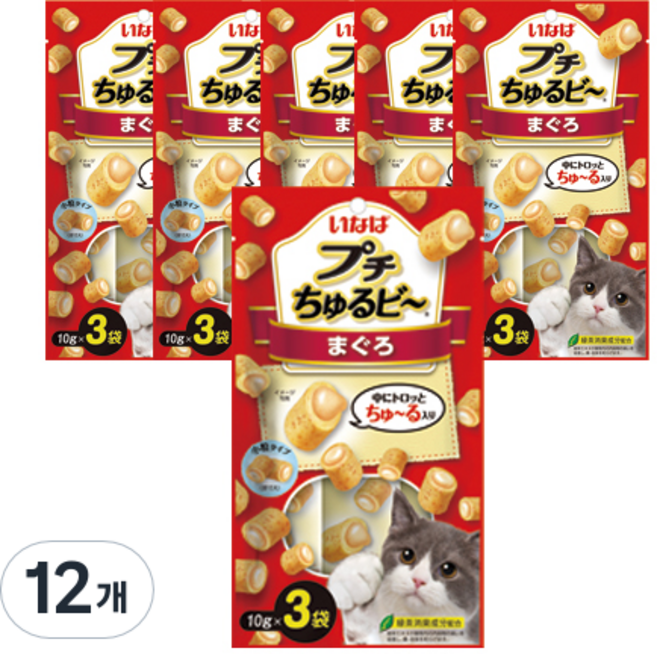 이나바 고양이 쁘띠 츄르비 사료 3p, 참치, 30g, 12개