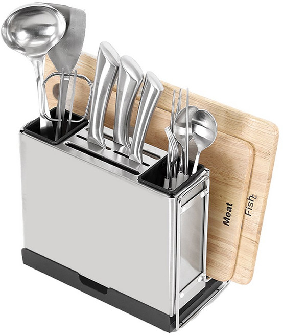 풀라이프 스텐 304 칼블럭 도마꽂이, 1개, 실버