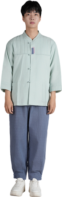 [편한생활한복] 남성 개량한복 시원한 면마 한벌