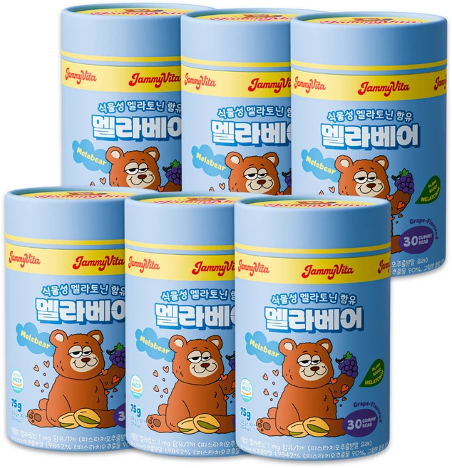 식물성 어린이 멜라토닌 젤리 멜라베어, 6박스, 30정 - 쿠팡