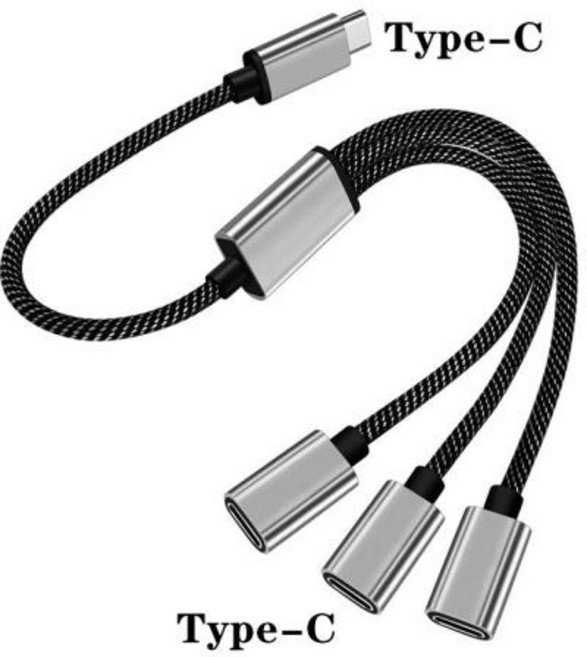 USB 유형 C 허브 확장 4 포트 케이블 분배기 OTG 고속 전송 어댑터 노트북 Macbook Pro 용 변환기, Type-C To 3 Type-C, 1개