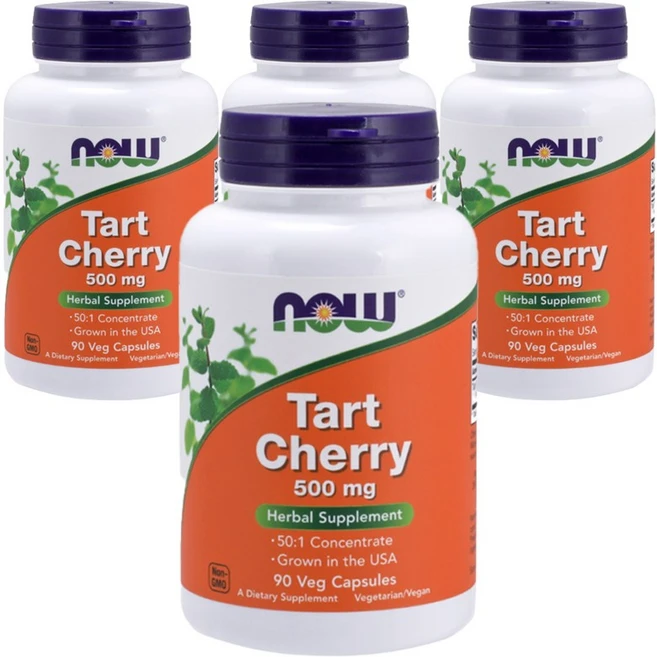 나우푸드 타트 체리 500mg 베지 캡슐 비건, 90정, 4개 - 쿠팡