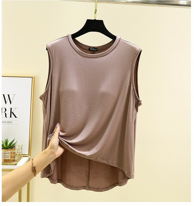 여성 모달 브라캡 민소매 빅사이즈 티셔츠