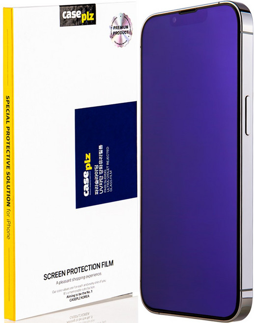 caseplz파리슬라이딩 시력보호 UV 블루라이트 차단 강화유리 휴대폰 액정 보호 필름, 2세트