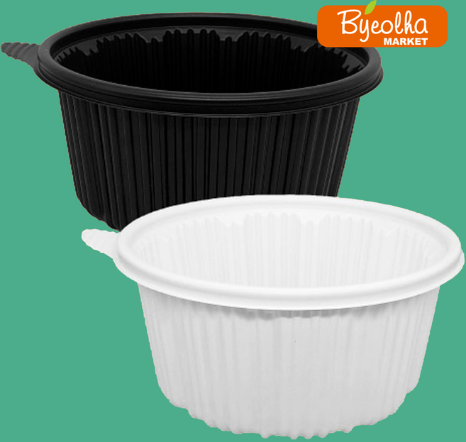 탕용기 찜용기 AJ 225파이 중 2670ml 200개 세트 일회용 배달 포장 PP 용기, 검정, 1박스