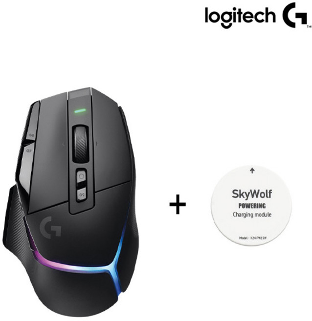 로지텍 G502 X PLUS 무선 게이밍 마우스 블랙 + 스카이울프 파워링 화이트, 단품, 단품