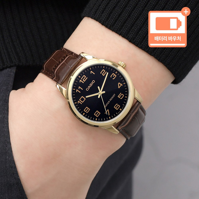 카시오 남성 정장 패션 가죽시계