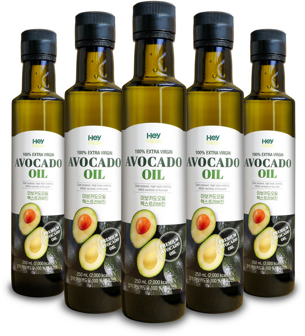 헤이프레쉬 100% 엑스트라버진 아보카도 오일, 250ml, 5개