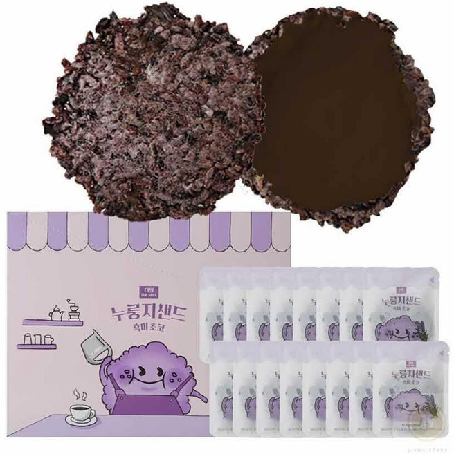 스토어-다유 누룽지샌드사용 더밀 누룽지샌드 현미스낵 흑미초코 1박스, 1, 12.5g