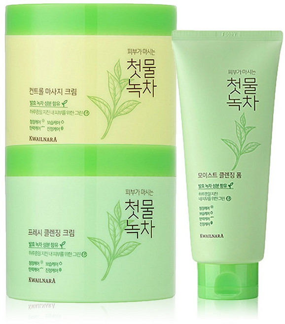 첫물녹차 클렌징크림 300ml+마사지크림 300ml+클렌징폼 180ml, 1개
