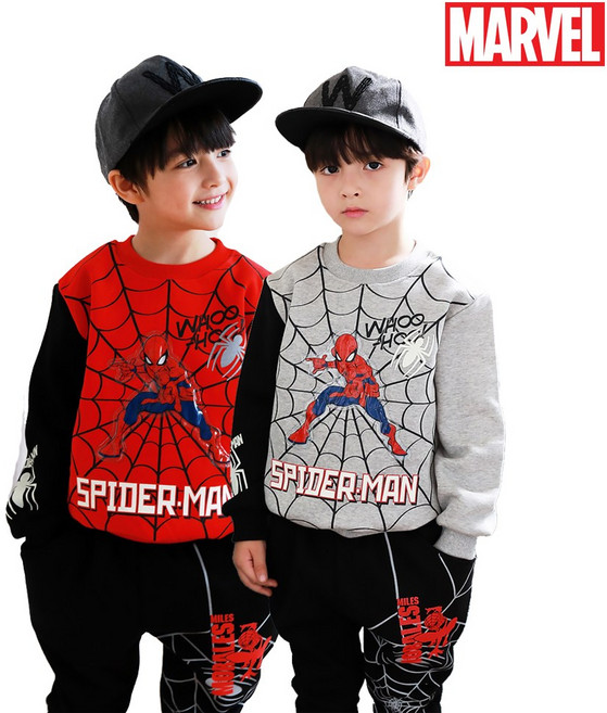 기모 마블정품 스파이더맨 불빛 상하복 바지 세트 히어로