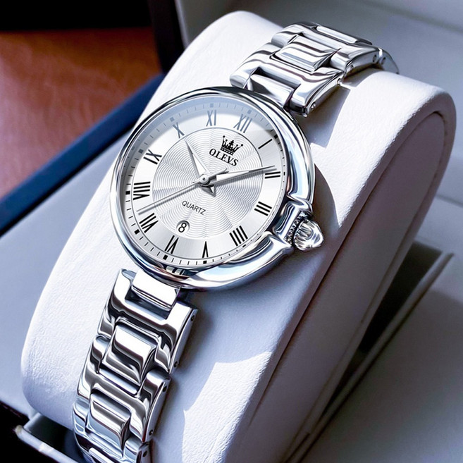 OLEVS 여성손목시계 정품쿼츠 럭셔리 명품 워터프루프 야광 메탈시계