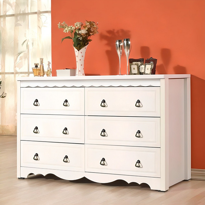 미자크 화이트 3단와이드서랍장 / 수납장 옷 틈새 서랍장 수납함 화장대 1200, 화이트 (물결)