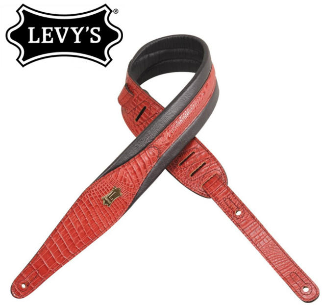 레비스 Levys Crocodile Style Leather 스트랩 (MSS100CR-RED), Red