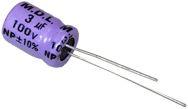 M.D.L. NP B06R系列喇叭分音器用無極性立式電解電容器, 1個, 3.0uF100V 10mm*15mm