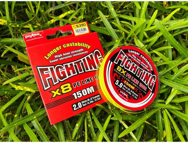 Pokee FIGHTING X8 PE LINE 150M Longer castability High knot strength Super abrasion resistances, 1個
