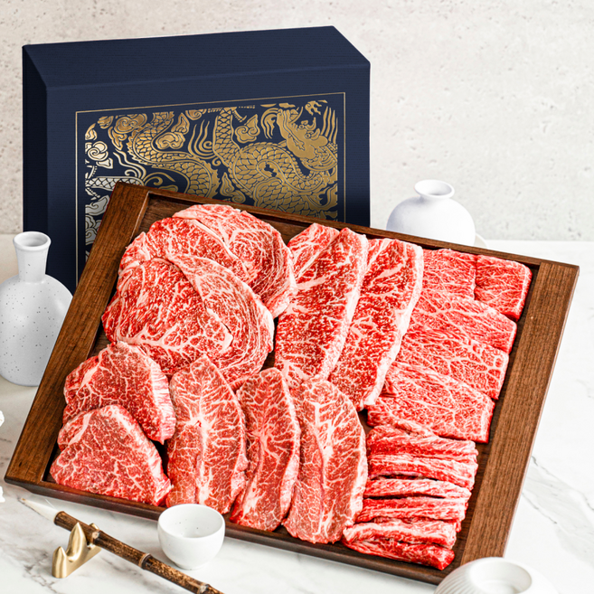 더실록 1++등급 한우 명작 모둠 구이 투뿔 선물세트 1.2kg (등심+채끝+안심+살치살+부채살+갈비살 각200g), 명작 세트 1.2kg, 1개