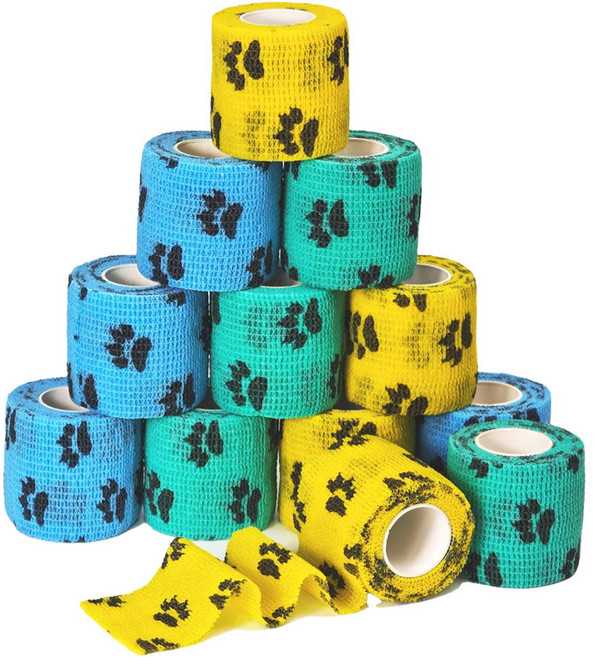 베리어스 강아지 자가접착 붕대신발, 12개, 발자국 01