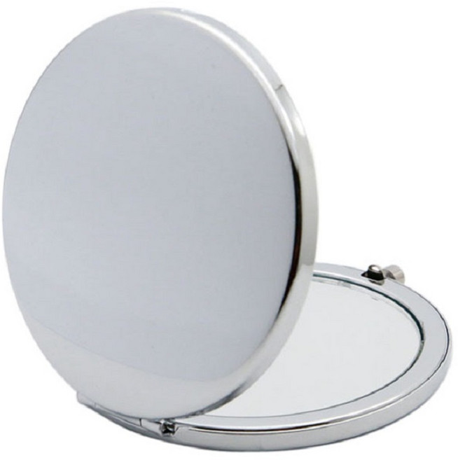 비니오 휴대용 접이식 거울 메이크업 미니 손거울 콤팩트 파우치, 1개, 실버