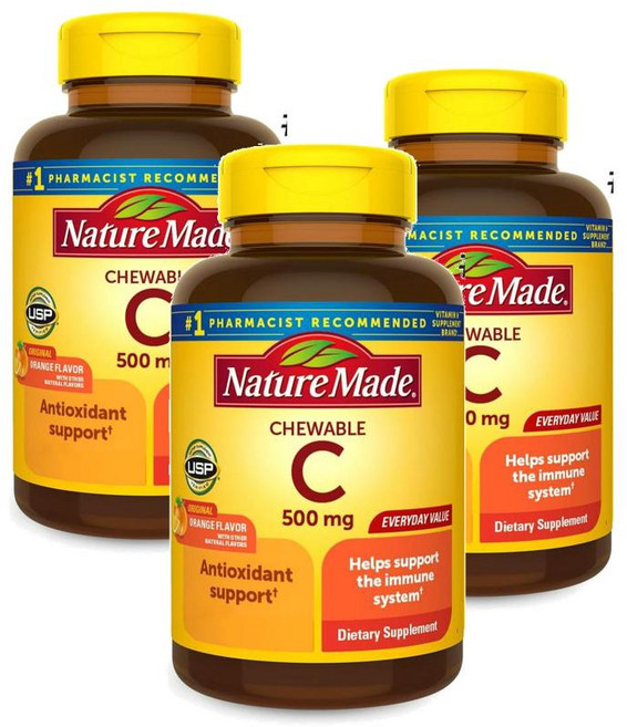 네이처 메이드 비타민C 500mg 츄어블정 Nature Made Vitamin C Chewable Tablets, 3개, 70정
