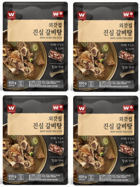 살코기와 당면사리 진심 외갓집갈비탕, 650g, 4개