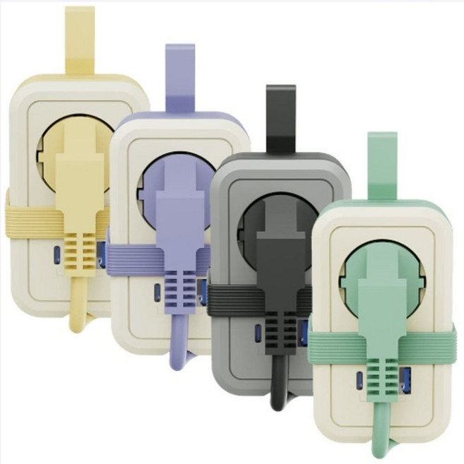 에코너 휴대용 여행용 멀티탭 4구 4000W 고용량 고속충전기 1구 콘센트 + USB 1개 + C타입 2개 예쁜 슬림 디자인 컬러 전기릴선 전선 정리 MT11, 크림옐로우