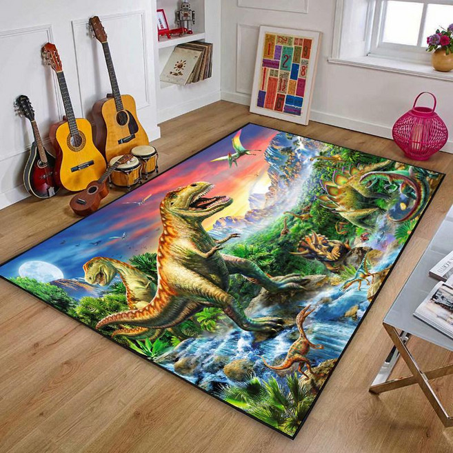 3D 입체 공룡 러그 미끄럼방지 카페트 귀여운 만화 디자인 거실 침실 현관 매트