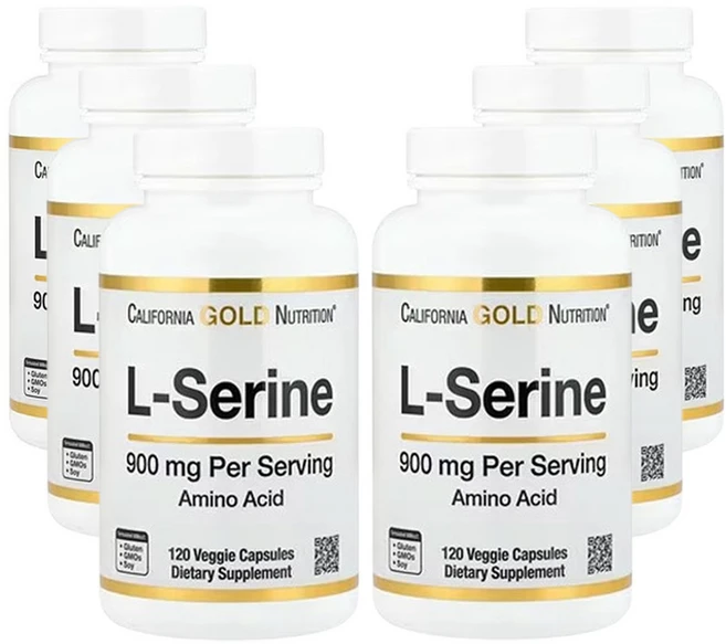 캘리포니아 골드 뉴트리션 L-세린 900mg 식물성 캡슐 120정, 6개 - 쿠팡