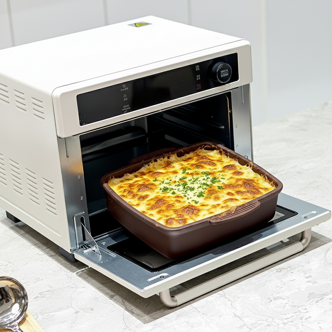 소노리떼 국산 실리콘 특대형 에어프라이어팟 오븐 전자레인지 사각 용기, 1개, 초코