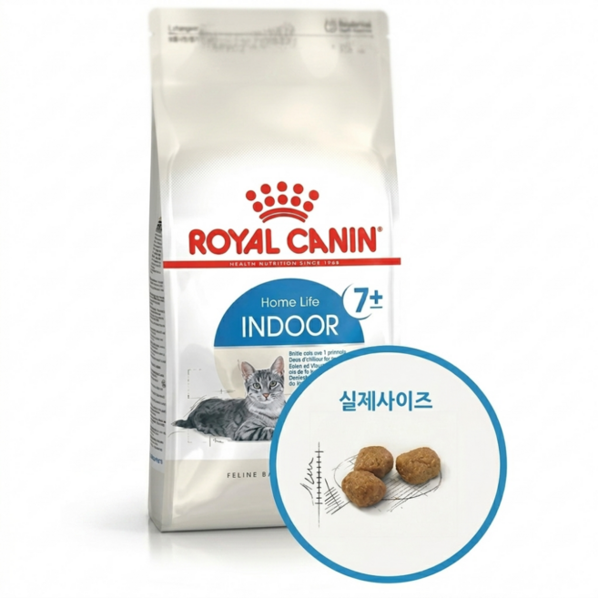 로얄캐닌 캣 인도어 7+ 고양이사료 7세이상 신장건강 변냄새감소 중년기사료, 1.5kg, 1개, 닭+보리