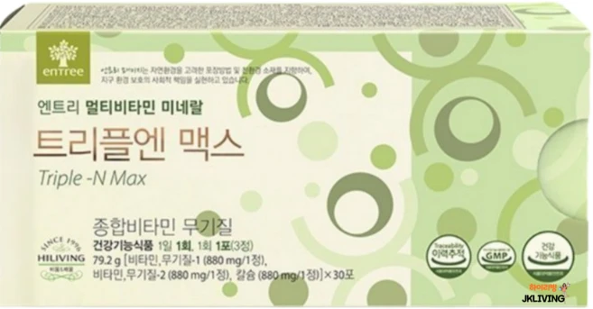 [JKLIVING] 트리플엔 맥스 (24종 종합비타민 미네랄) - 하루 한 포! 어디서나 간편섭취 한번 섭취로 유해성분은 비워주고 필수영양분은 꼭꼭 채워주는 고함량 멀티비타민, 1박스, 90정 - 쿠팡