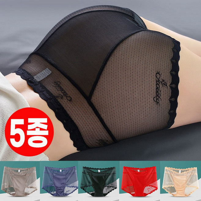 히트앤씨 3927 이니셜 망사팬티(5종) 누디 심리스 레이스 섹시 순면 편안한 노라인 삼각 빅사이즈