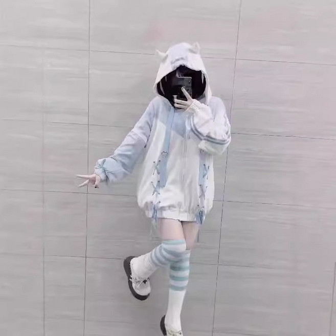 지뢰계옷 후드집업 하라주쿠 오타쿠 지뢰계패션 서브컬쳐