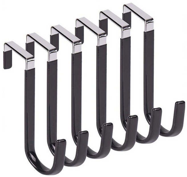 문걸이형 독립형 도어후크 6p, 1세트, 블랙