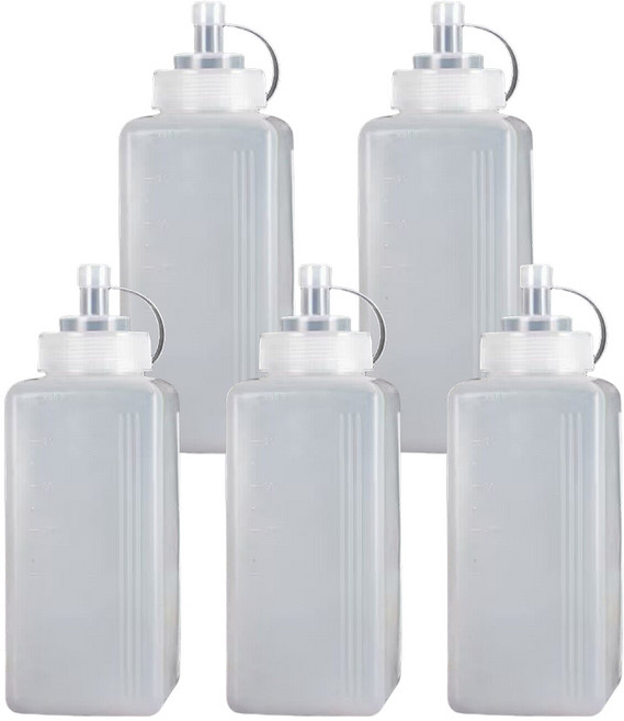 주방용 식품급 PE 소스병 액체 샐러드 케첩 드레싱소스통 냉장고소스정리, 5개, 800ml