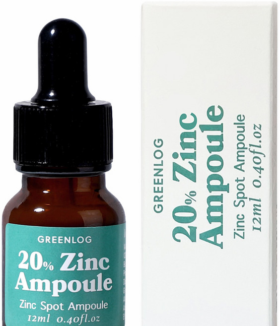 징크 스팟 화농성여드름 앰플 모낭염 턱드름 트러블 퓨어 징크옥사이드 200000ppm 유분케어 그린로그, 1개, 12ml