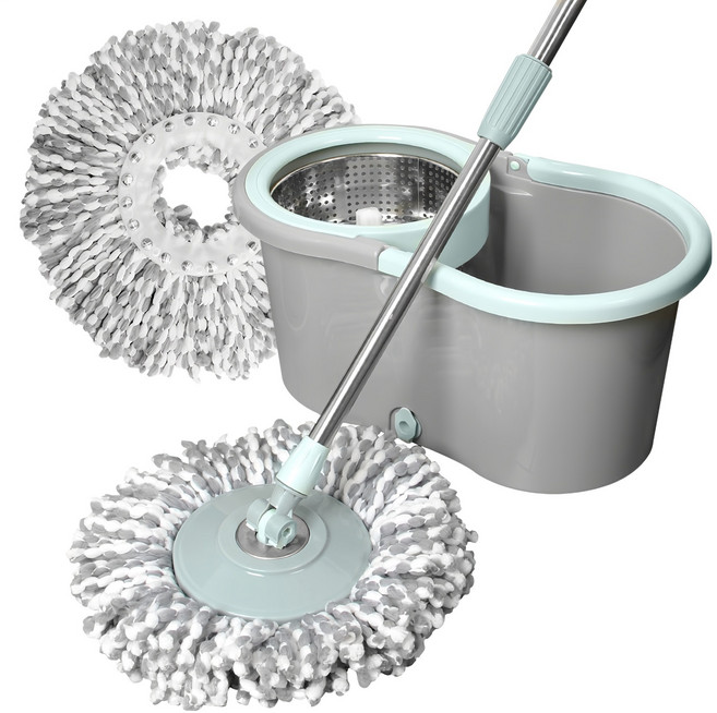 하비티 스테인리스 스핀 통돌이 탈수통 + 회전 물걸레 밀대 + 걸레 2p, 1세트