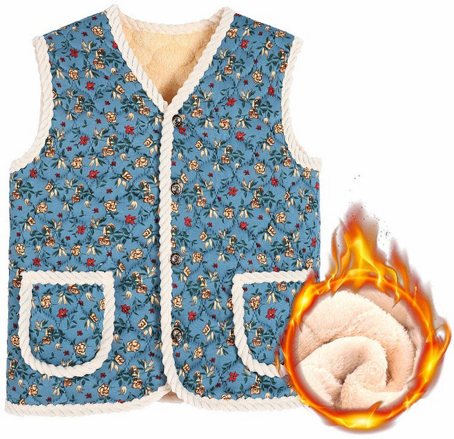 엘에이스 꽃무늬 누빔 양털 보온 조끼