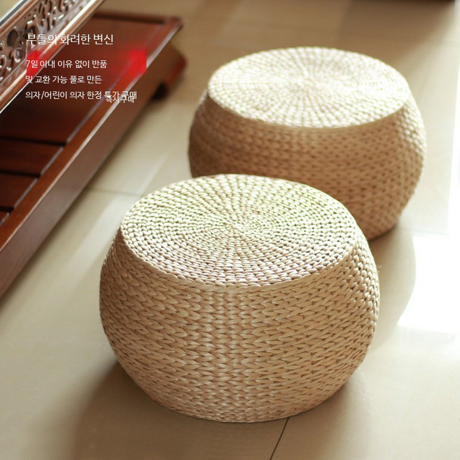 수공예 라탄 스툴 의자 핸드메이드 인테리어