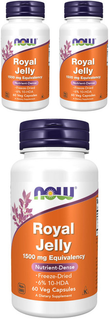 NOW Foods 蜂王乳素食膠囊 1500mg, 60顆, 3罐