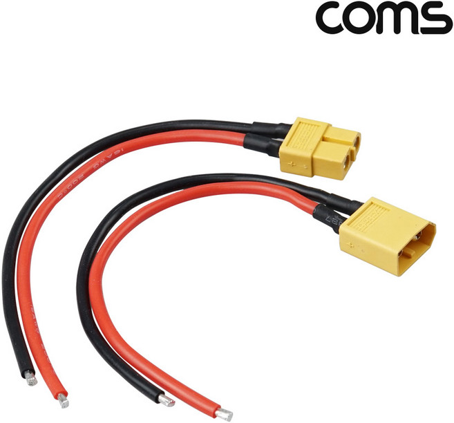 Coms DC 전원 케이블 제작용 점퍼선 2선 Red Black 30cm XT60 BD973, 1개
