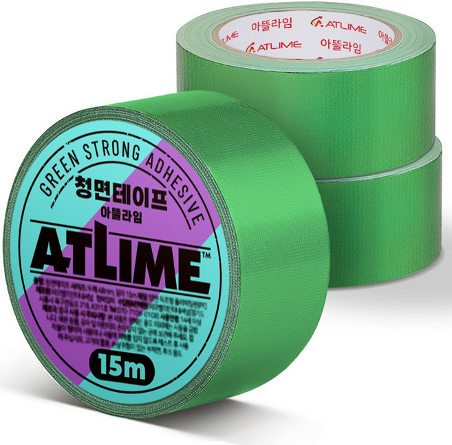 아뜰라임 다목적 초강력 천면 청면테이프 청테이프 48mm x 15m, 3개