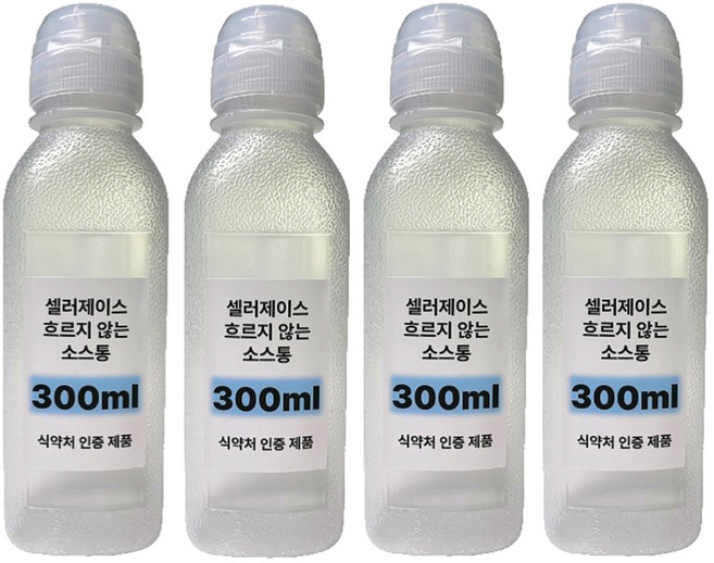 [셀러제이스] 흐르지않는 거꾸로 소스통 (3p) + 소스통 (1p), 4개, 300ml