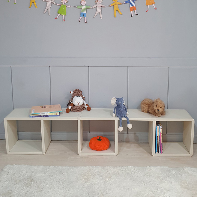 큐빅스5 낮은 책상 책장 겸 교구장 41414, 아이보리