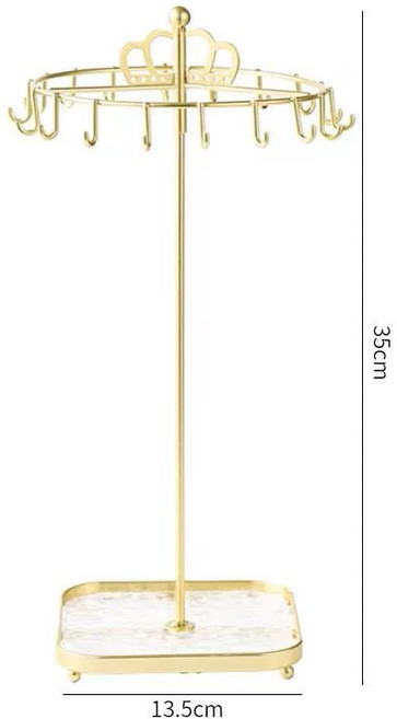 탁상용회전스카프걸이진열대 2단회전악세사리걸이, 35cm 18후크 무광 받침 회전 A