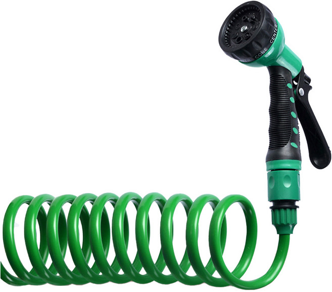 미란다 베란다 스프링 코일호스 세트, 15m, 그린 + 블랙